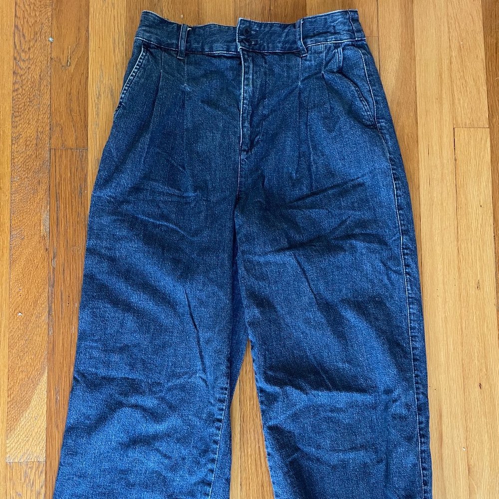 Madewell Pleated Wide Legged High Waist Jeans